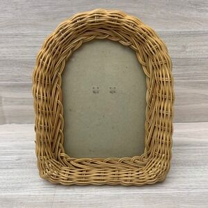 Wicker Arch Photo Frame Natural Rattan‎ Tabletop Easel Back